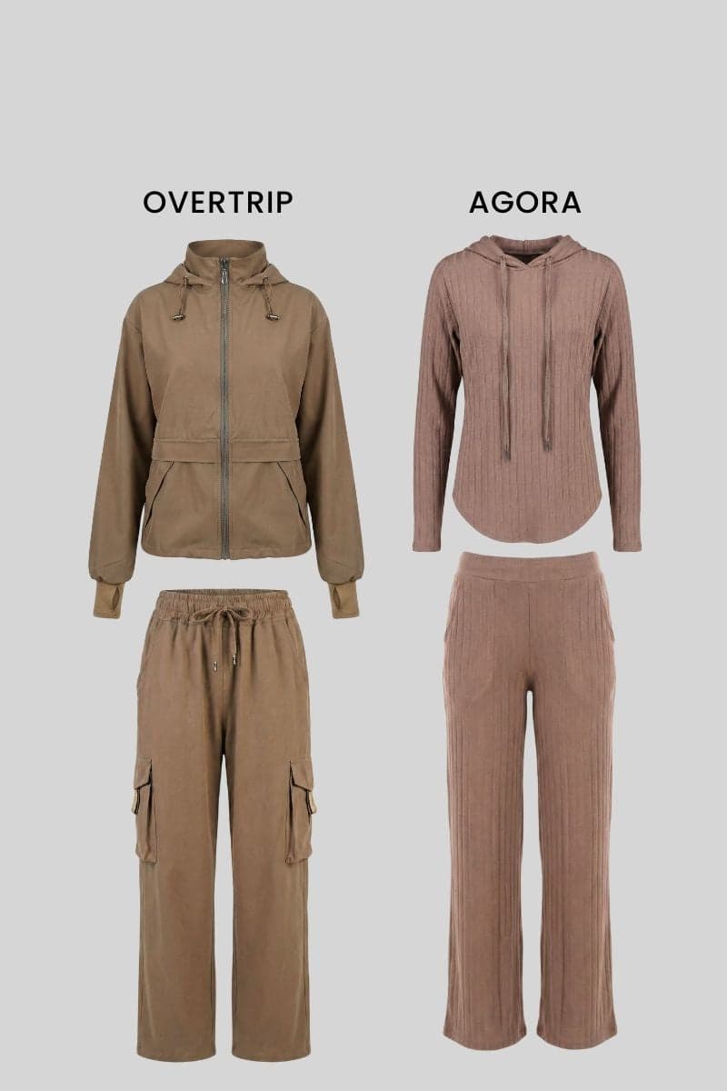 Pack Capuccino: 01 set overtrip + 01 set agora (casaca, cargo, polera y palazzo)