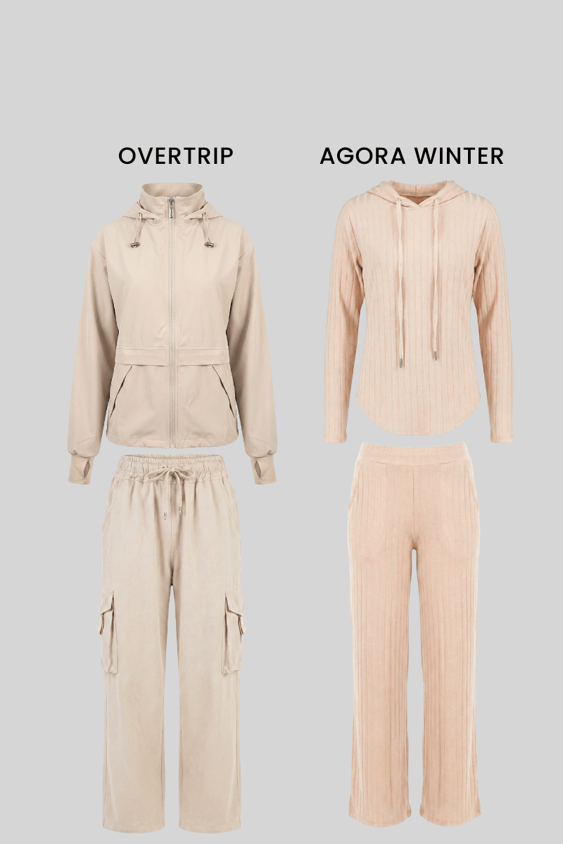 Pack Nude: 01 set overtrip + 01 set agora (casaca, cargo, polera y palazzo)