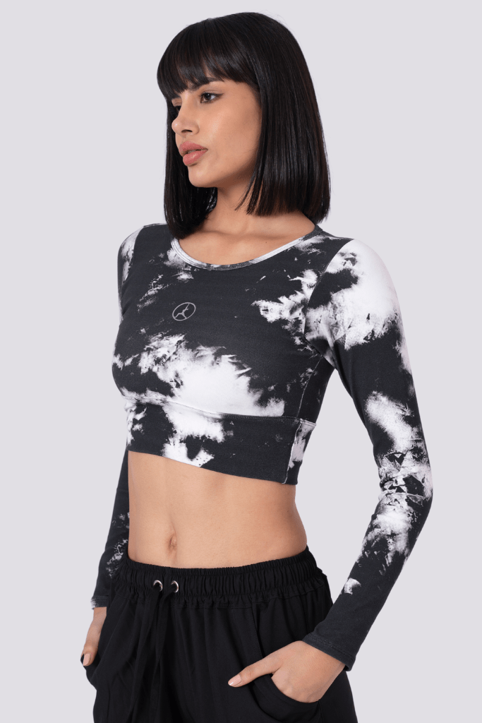 TOP LONG TIE DYE BLACK