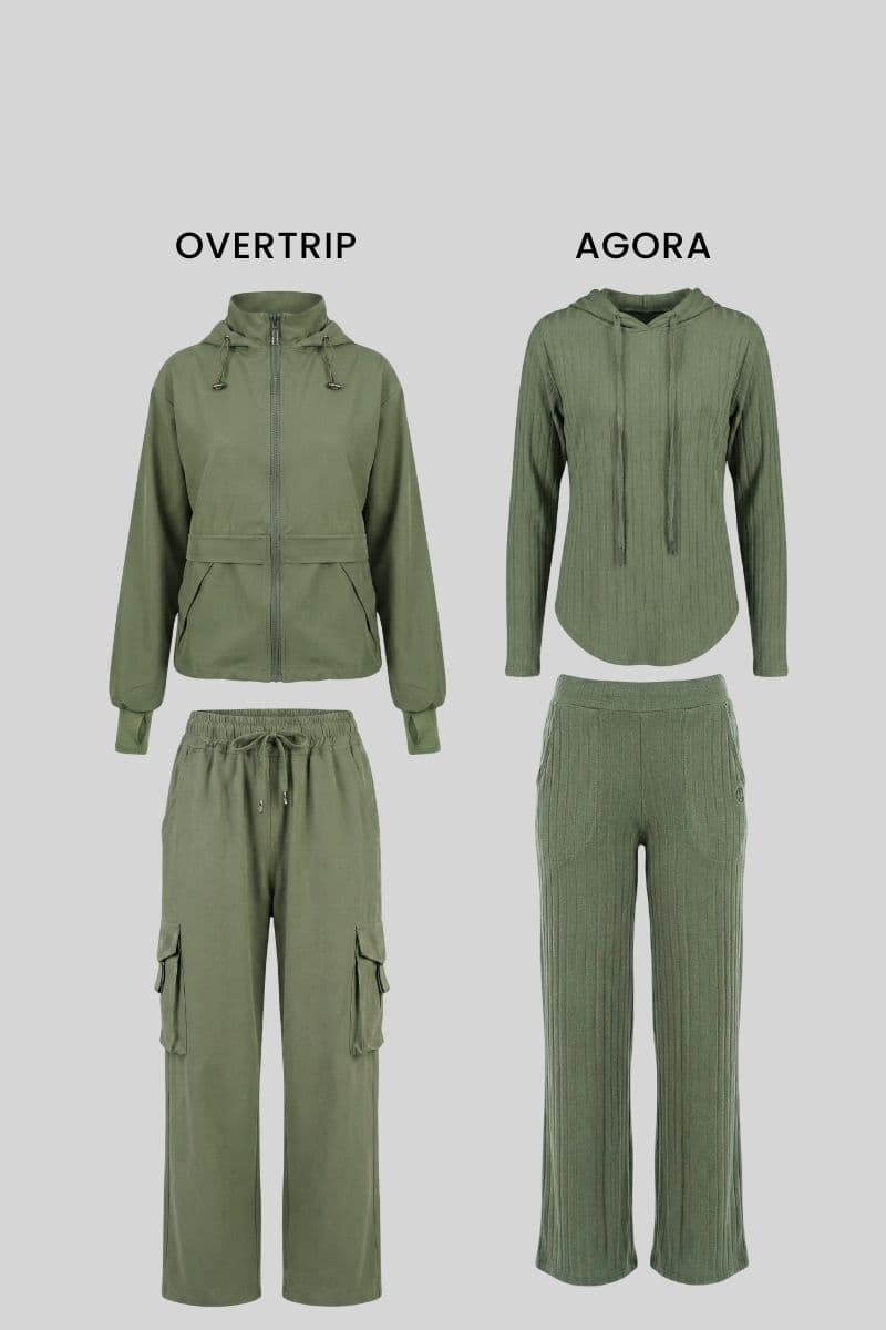 Pack Olivo: 01 set overtrip + 01 set agora (casaca, cargo, polera y palazzo)