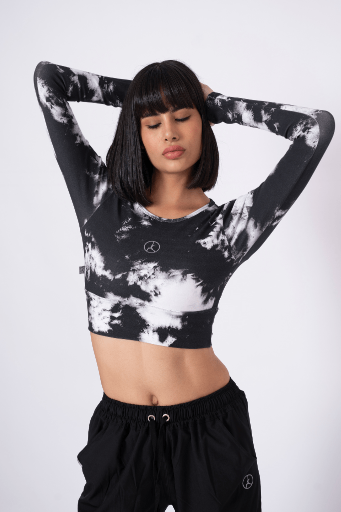 TOP LONG TIE DYE BLACK