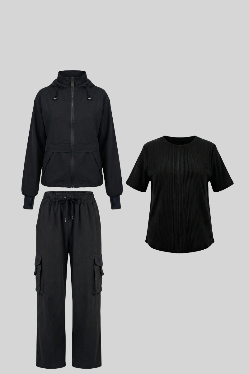 Pack Negro: 01 set overtrip + 01 polo comfort (casaca, cargo, polo)