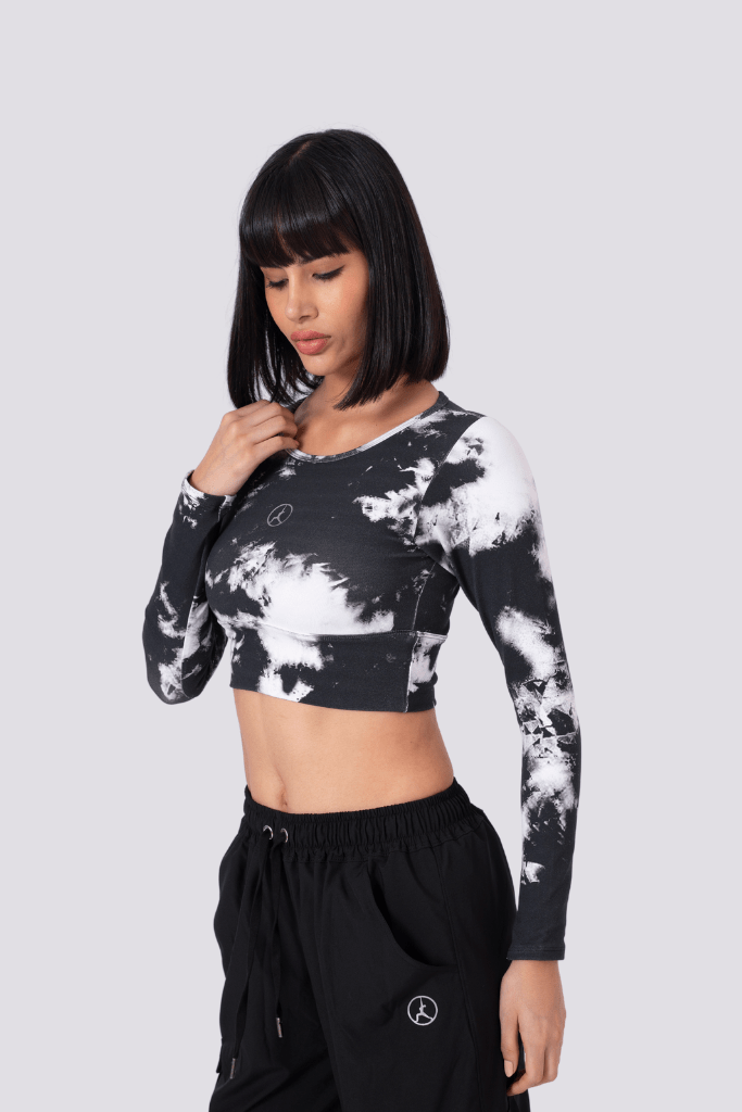 TOP LONG TIE DYE BLACK