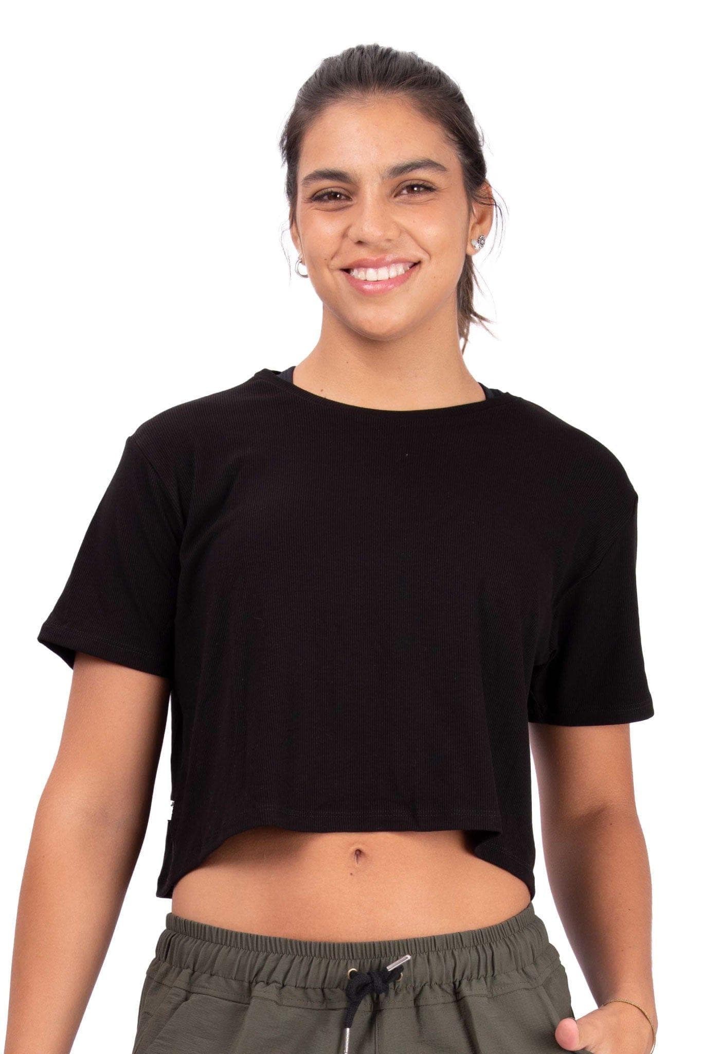 CROP BABY RIB BLACK
