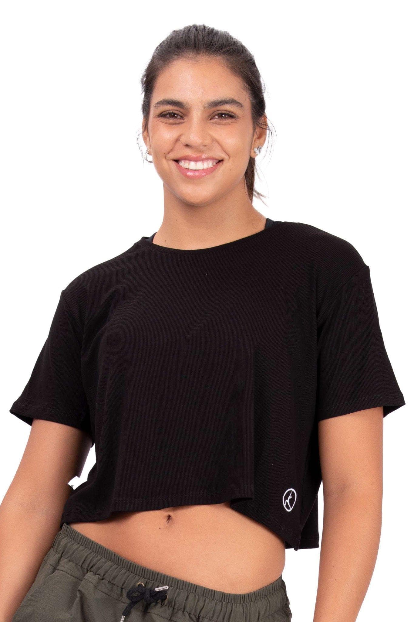CROP BABY RIB BLACK