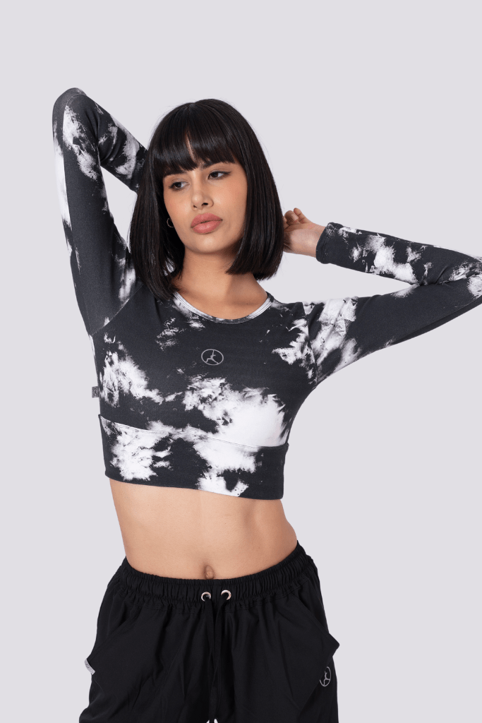 TOP LONG TIE DYE BLACK