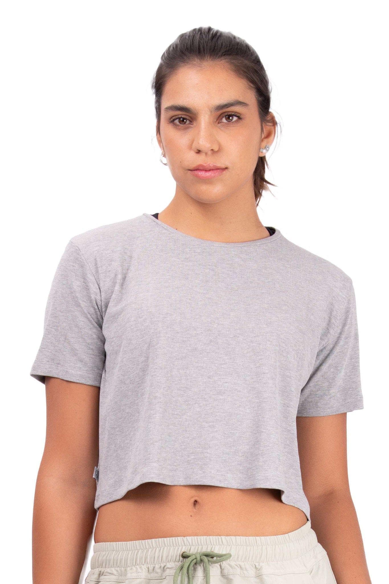 CROP BABY RIB GREY