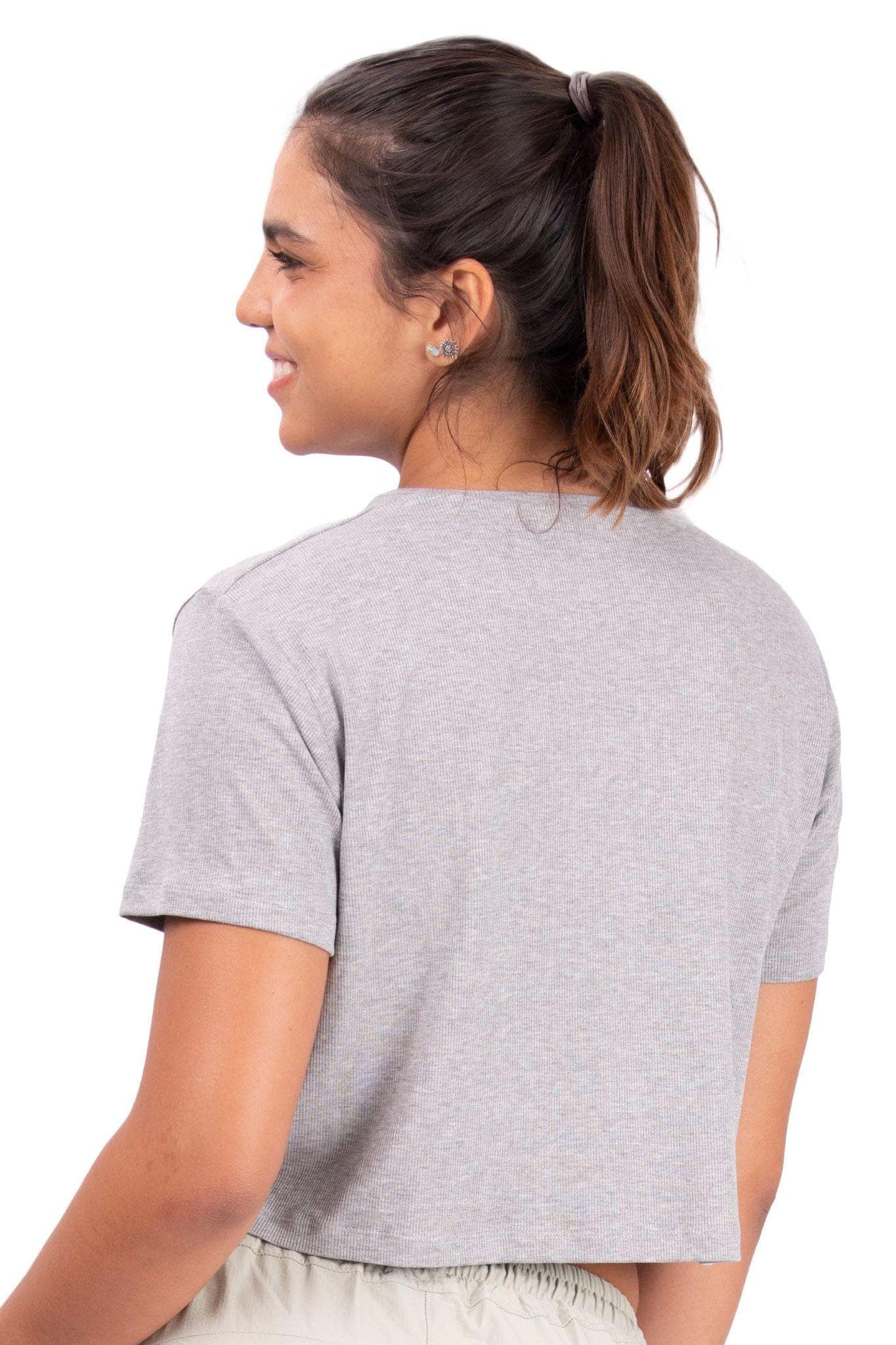 CROP BABY RIB GREY