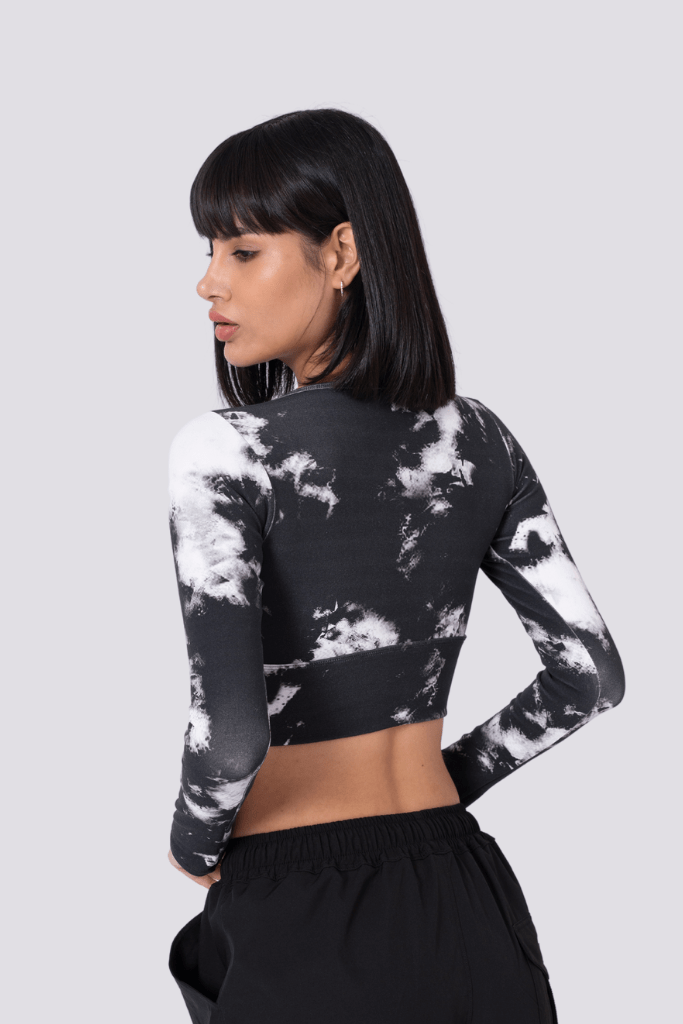 TOP LONG TIE DYE BLACK