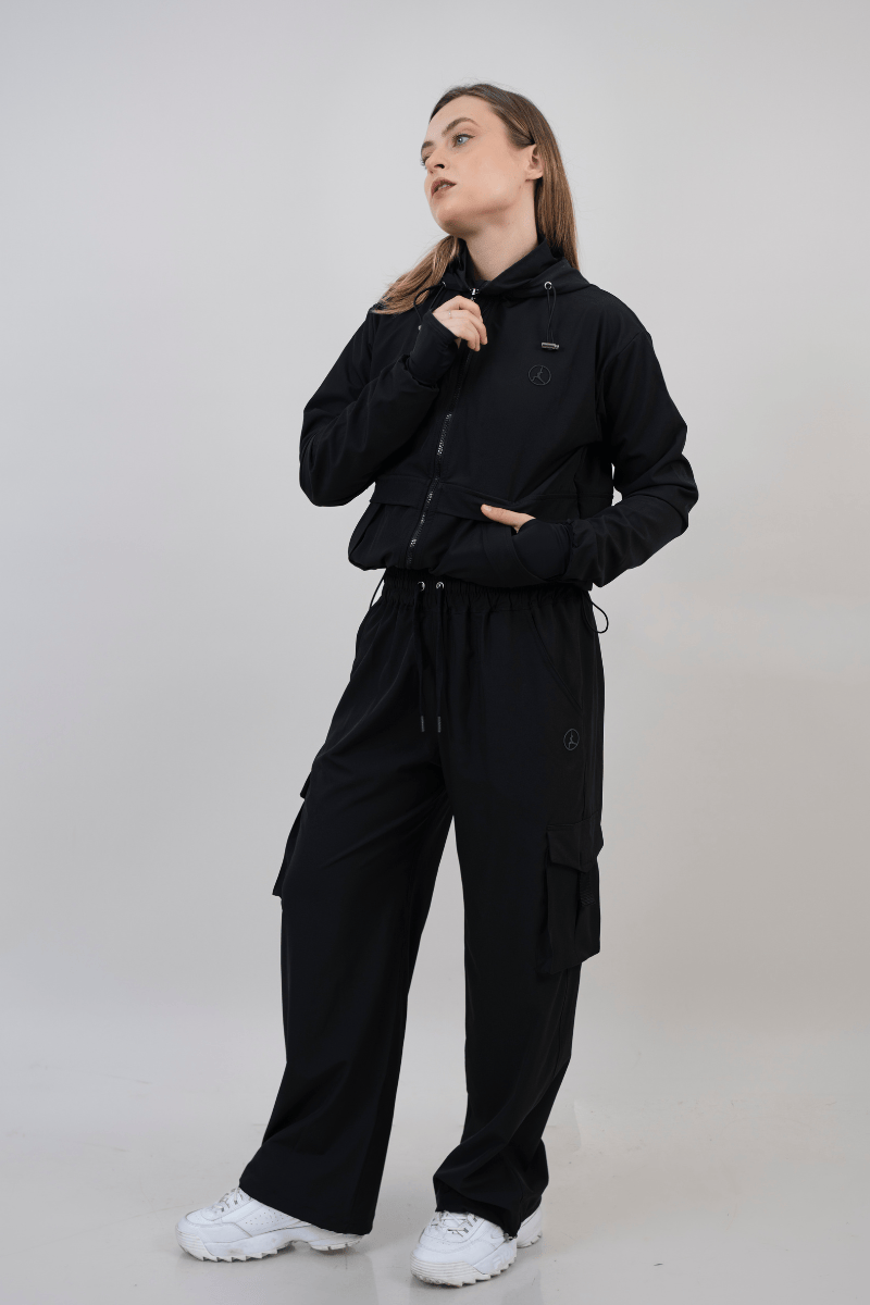 Pack Negro: 01 set overtrip + 01 set agora (casaca, cargo, polera y palazzo)