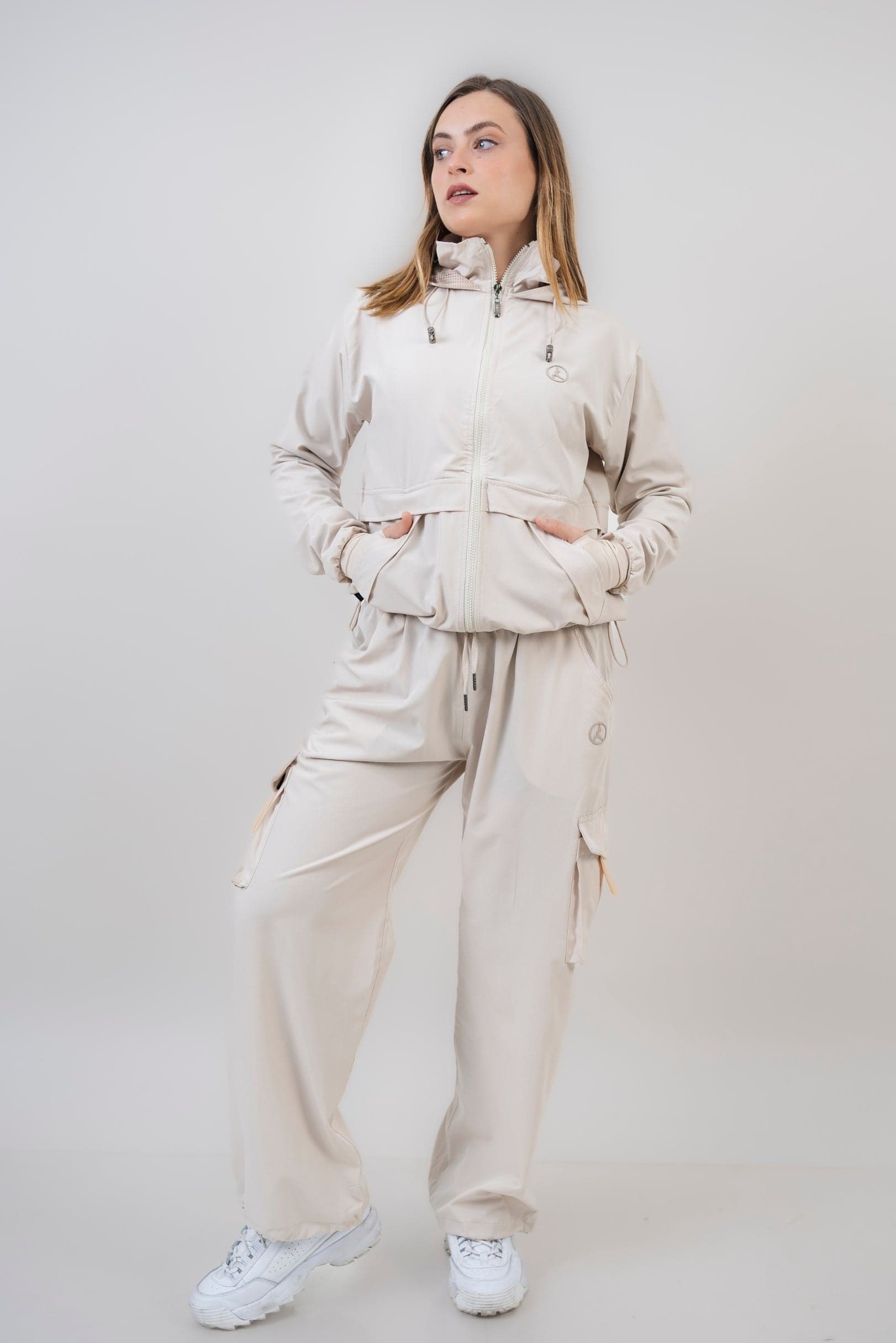 Pack Nude: 01 set overtrip + 01 set agora (casaca, cargo, polera y palazzo)